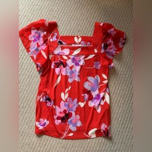 Calvin Klein red floral/Hawaiian blouse